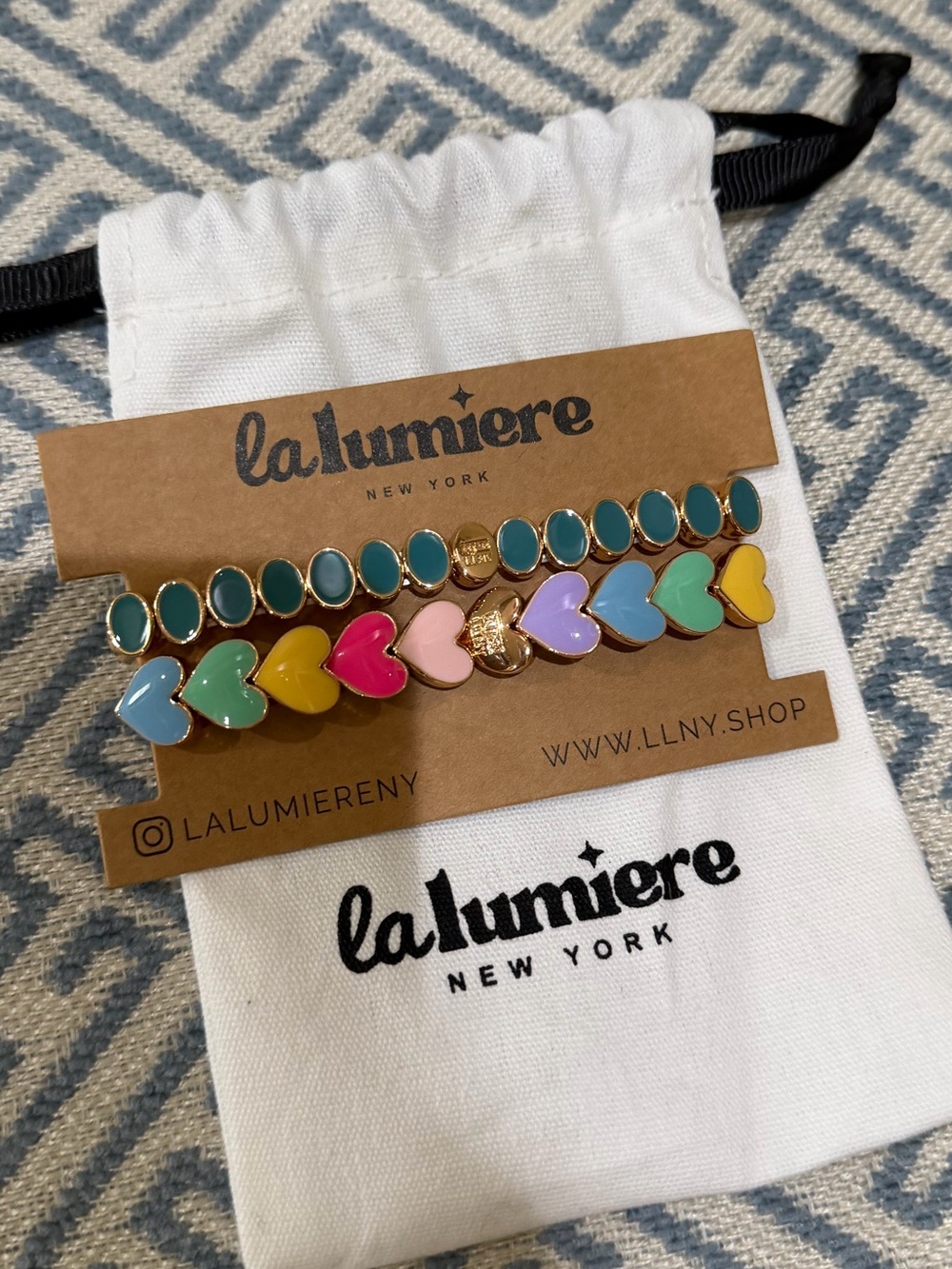 Lumiere  Rainbow Heart & Teal Gem Bracelet Duo